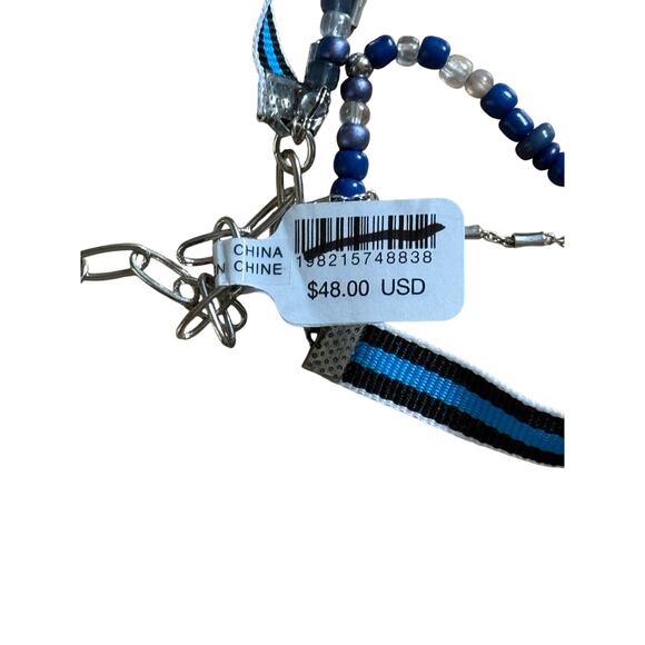 NWT $48 Free People International Love Layered Necklace Black Silver Turquoise - Picture 7 of 7